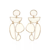 Winnie Geometric White Dangle Earring with Gold Detail
